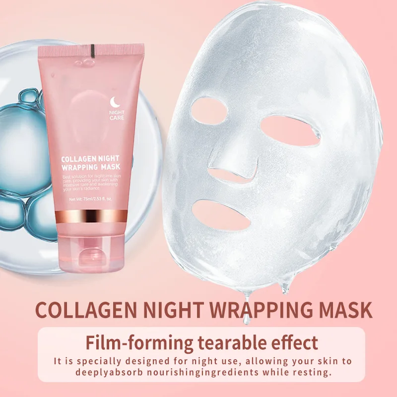 

Collagen Night Wrapping Peel Off Facial Mask Set Elasticity Hydration Care Reduces Sagging & Dullness Hydrolyzed Collagen