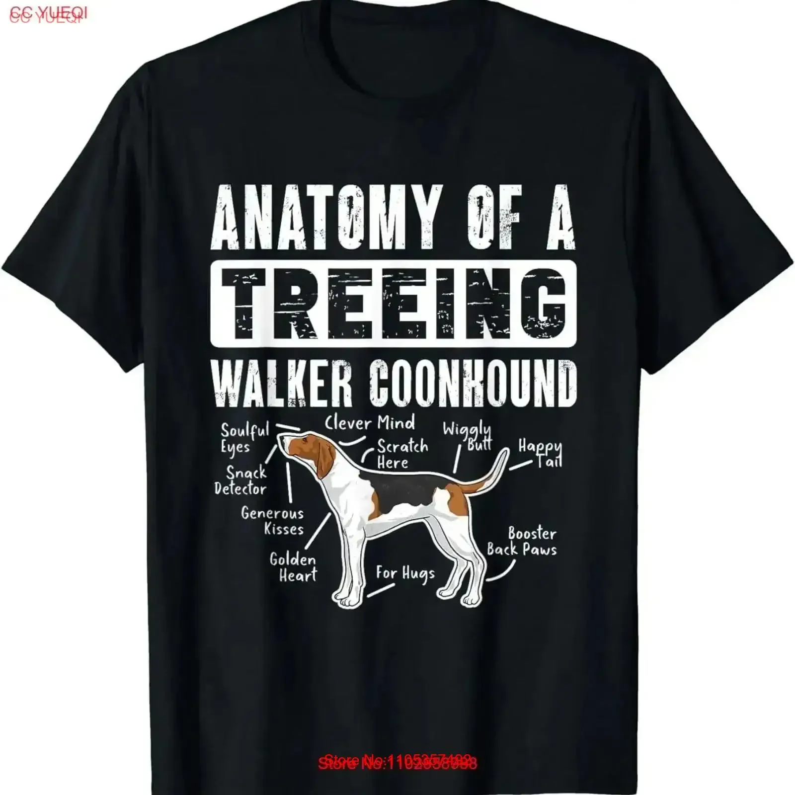 NEW Anatomy Of A Treeing Walker Coonhound T Shirt vintage Washed designer clothes graphic streetwear Versatile Stretched