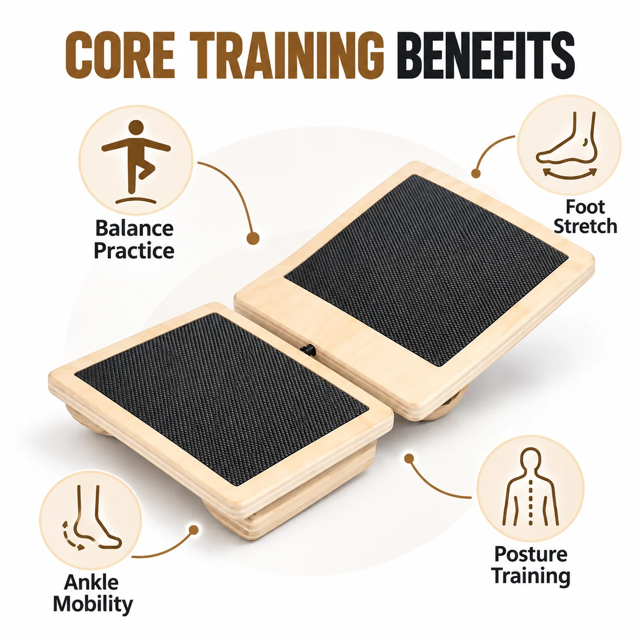 Single Foot Balance Board for Ankle Mobility Foot Stretching Rocker Trainer Balance Practice Home Gym Fitness Exercise Equipment
