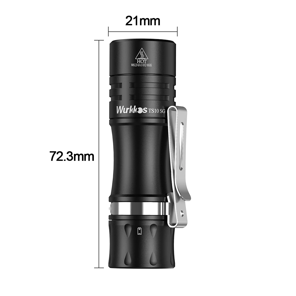 Wurkkos TS10 SG Mini Torch 1650LM Poweful EDC Flashlight 14500 IP68 Waterproof Pocket Flashlight with 3*RGB Aux LEDs Anduril 2.0