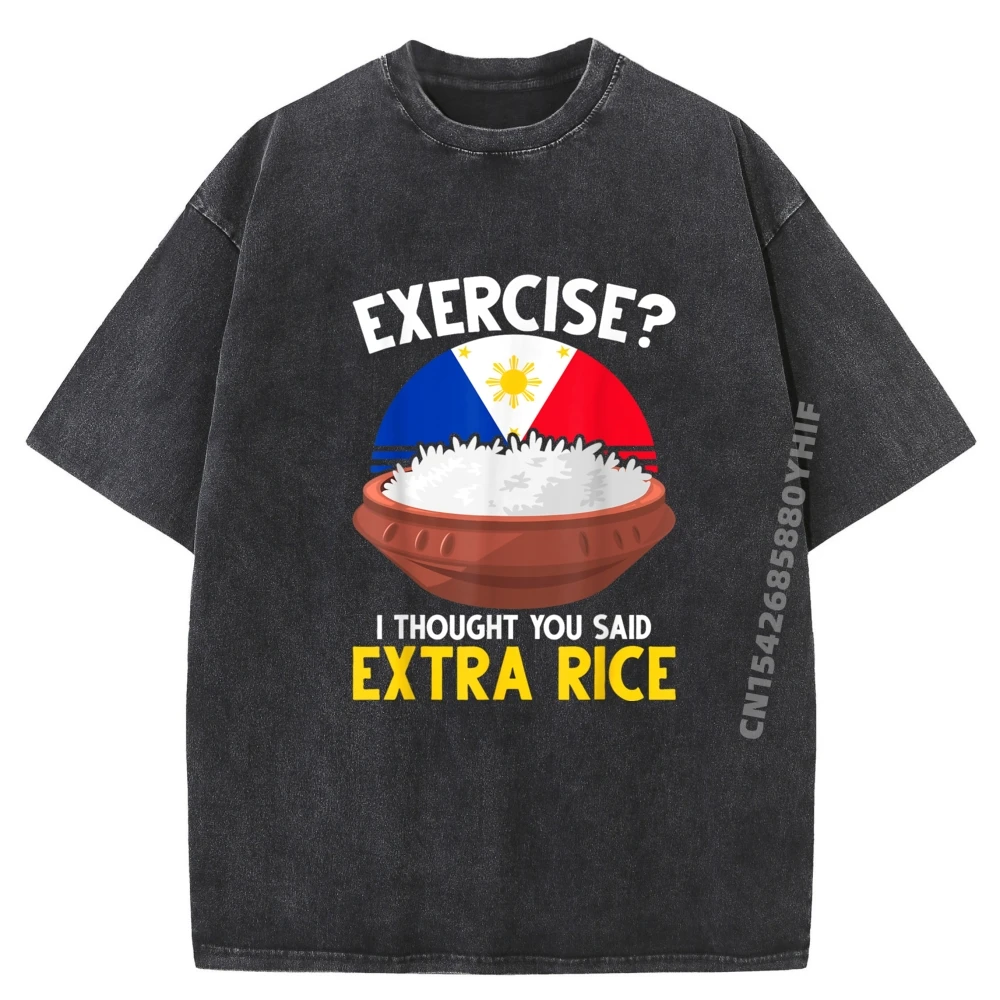 

Funny Filipino Pride Extra Rice Filipina Proud Philippines 3D Printed T Shirts Mens Funny Washed Short Sleeve Tee
