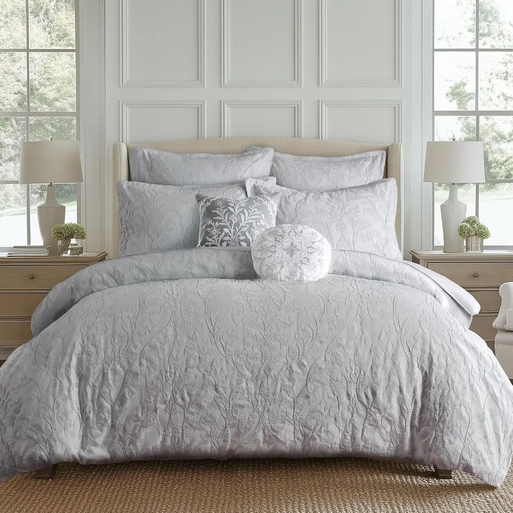 

Grey Textured Woven Comforter Set - Full/Queen Size (90x94 inches) with 2 Standard Pillow Shams (20x26 inches) - Polyester Fill,