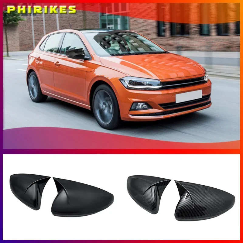 Carbon Side Wing Mirror Cover For VW polo 2019 2020 2021 high quality black Rear-View Caps