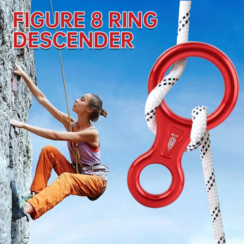 1-10 Uds. Descensor profesional de aluminio 35KN figura-8 para escalada al aire libre, rappel, equipo de rescate para arborist