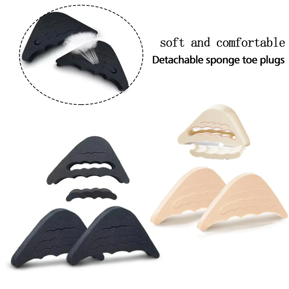 1 Pair Sponge Half Insoles Reusable Toe Plug Inserts Adjustable Big Foot Brace Unisex Shoe Pads