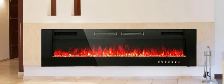 

72" Electric Fireplace Indoor Wall Mounted & Recessed Fireplace Heater with Remote Control & Touch Screen,8hrs Timer, Fireplaces