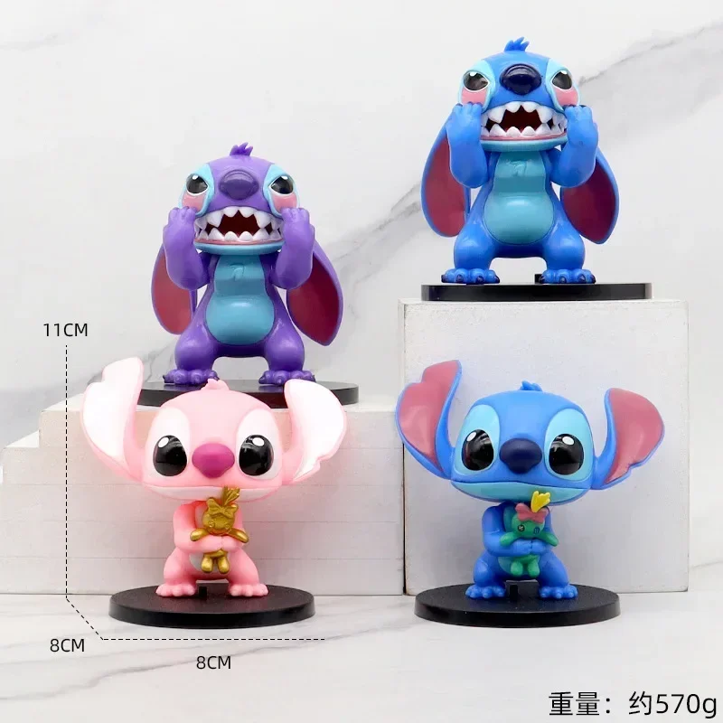 4 STKS Disney Anime Leuke Stitch Figuren Cartoon Handgemaakte Ornamenten Kid Speelgoed Pop Decoraties Kerst Verjaardagscadeautjes Collectibles