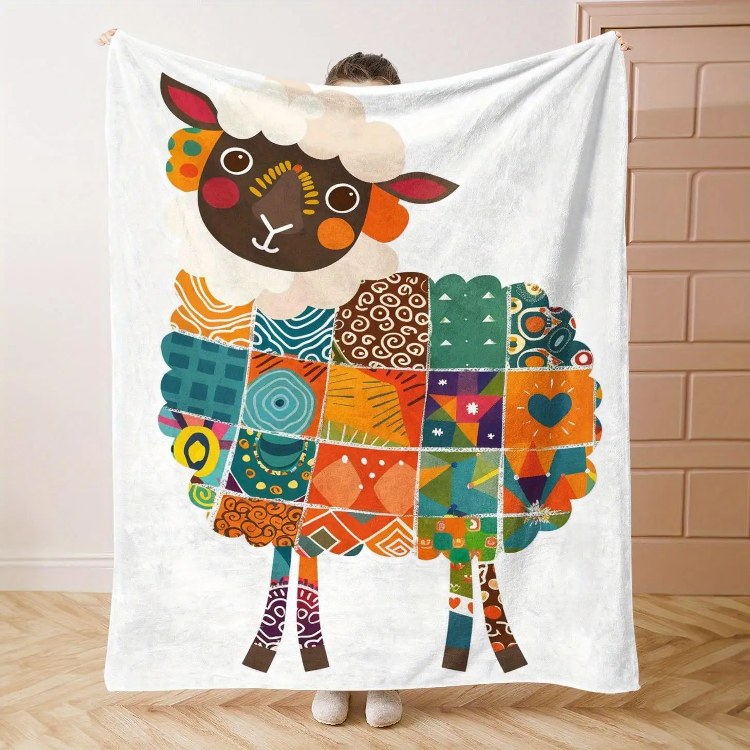 Comfortable Lamb Print Flannel Throw Blanket - Soft, Lightweight, All-Season Warmth - Suitable for Bed, Sofa, Office, Camping, a