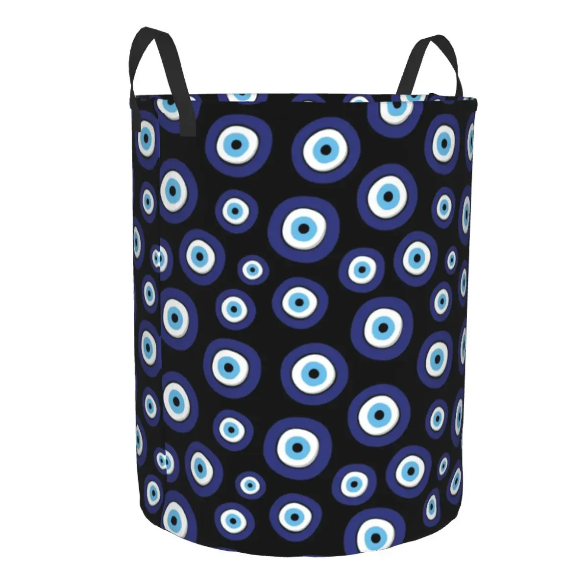 Greek Amulet Evil Eye Pattern Laundry Basket Foldable Large Clothes Storage Bin Nazar Lucky Charm Baby Hamper