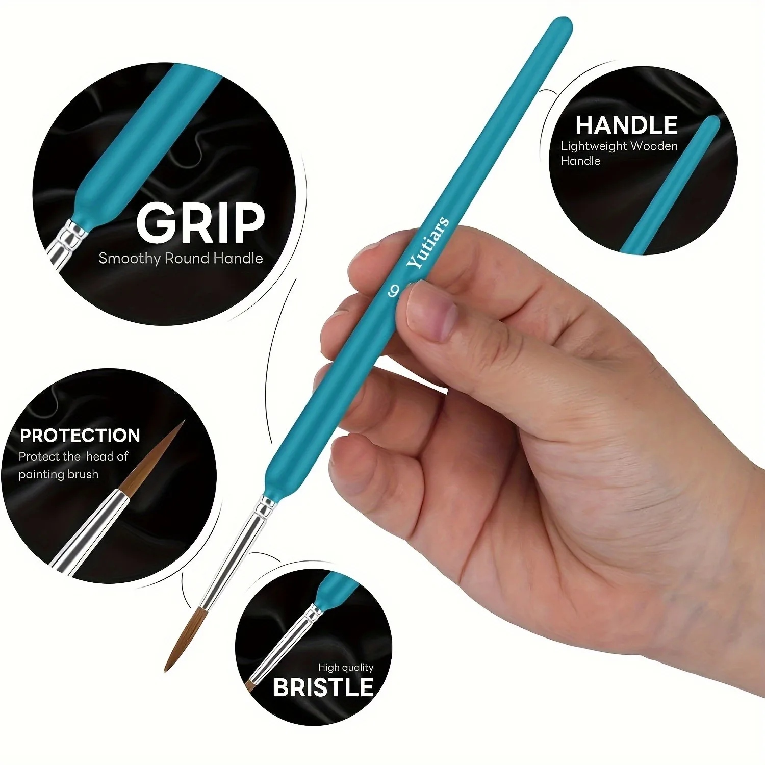 Ensemble de pinceaux à peinture Premium avec tige triangulaire en bois naturel, pour aquarelle, dessin artisanal à l'huile, 11 pièces