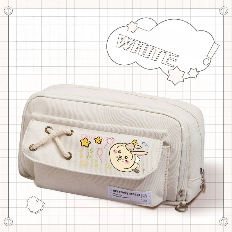 Sac de rangement en toile de grande capacité pour étudiant, Chiikawa Hachiware Usagi Anime Interface Cartoon, impression mignonne, cadeau de vacances