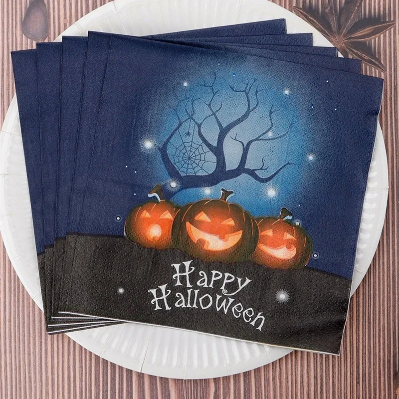

20pcs 33cm 2Ply Pumpkin Bat Decorative Tissue Paper Halloween Elements Party Napkins Creative Mural Paper DIY Decoupage Pape