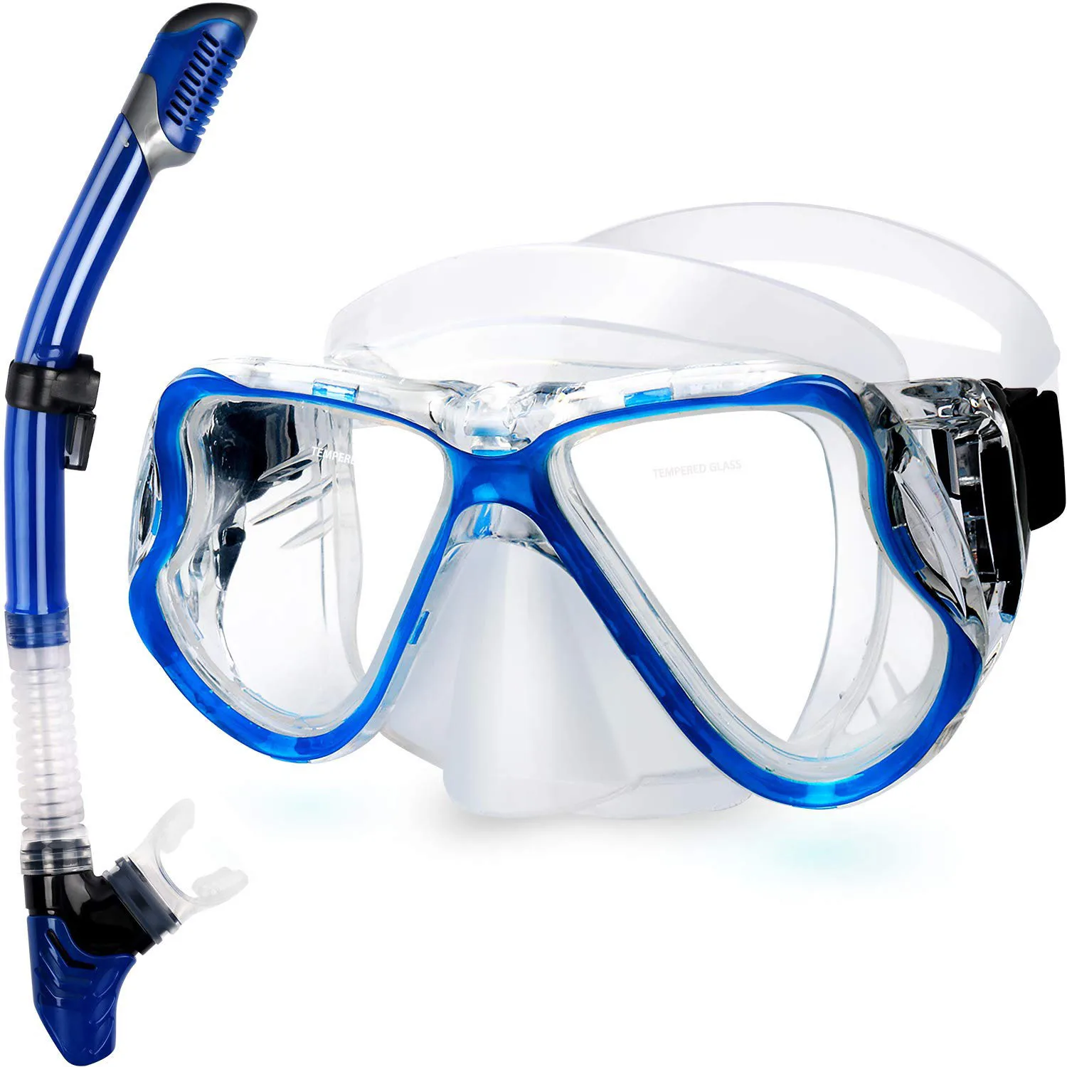 Diving Goggles Set Snorkeling Set Tempered Glass Diving Goggles Full Dry Snorkel Set Adult