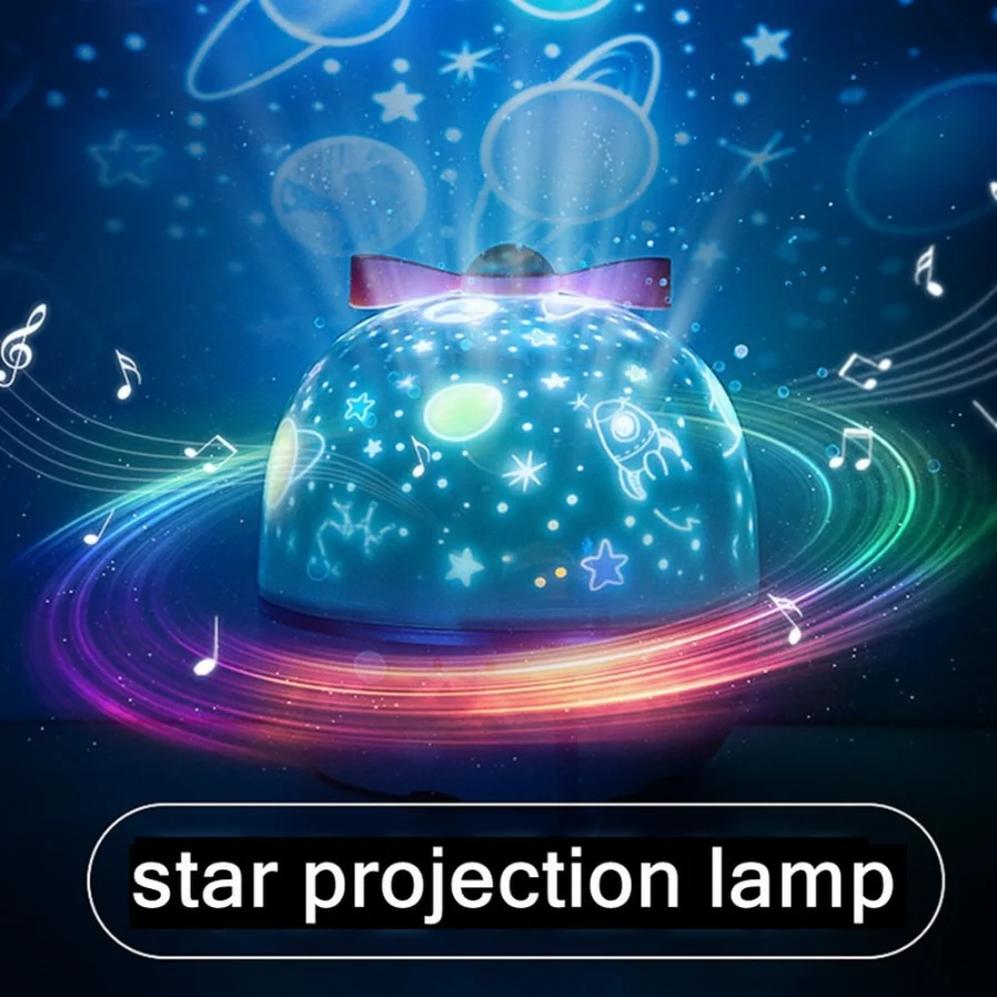 MunLii Bluetooth Night Lamp Projector Starry Sky Night Light Projector Bedroom Decor Rotating Music Children's Night Light Gift