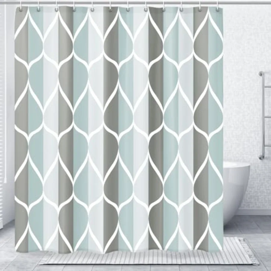 

Grey Blend Shower Curtain for Bathroom, Water Repellent Geometric Shower Curtain Set with 12 Hooks, Machine Washable Polyester