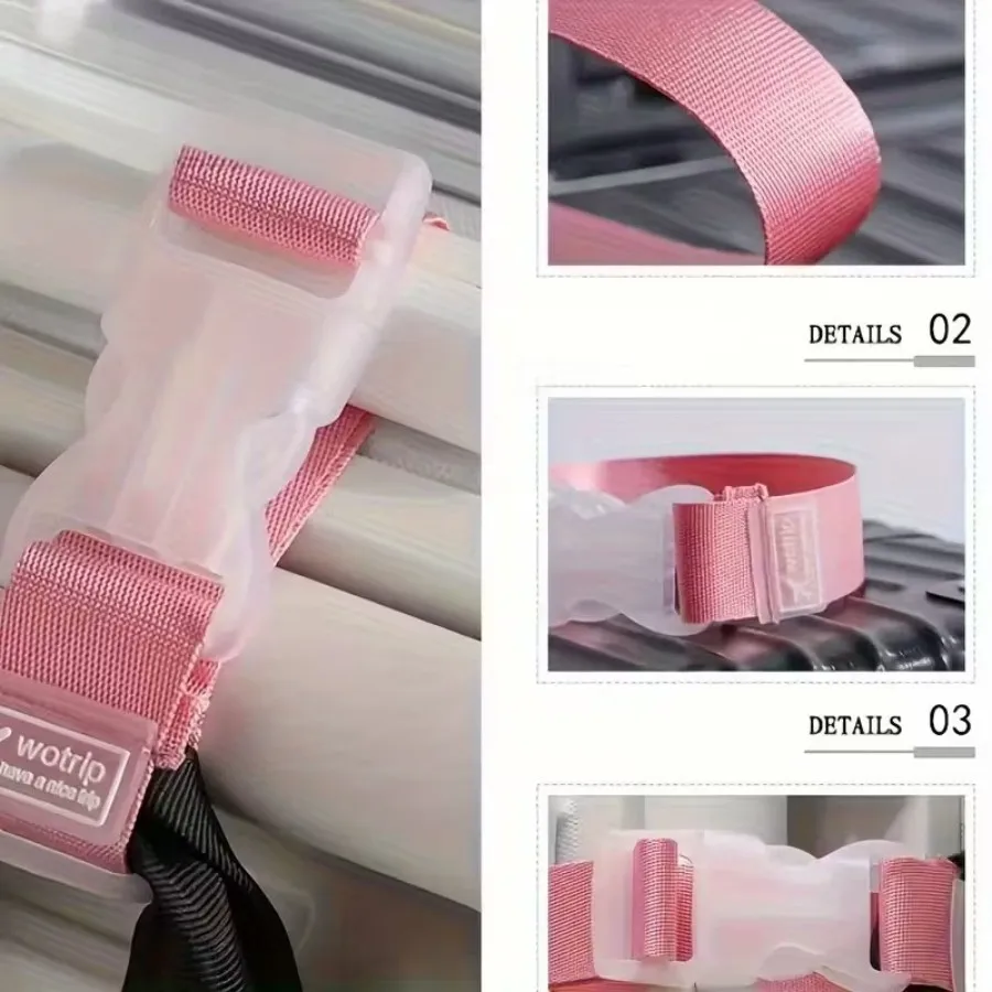 Correa de equipaje de 1 pieza: correa de maleta ajustable resistente y brillante antipérdida, duradera y portátil para garantizar el equipaje de viaje sa