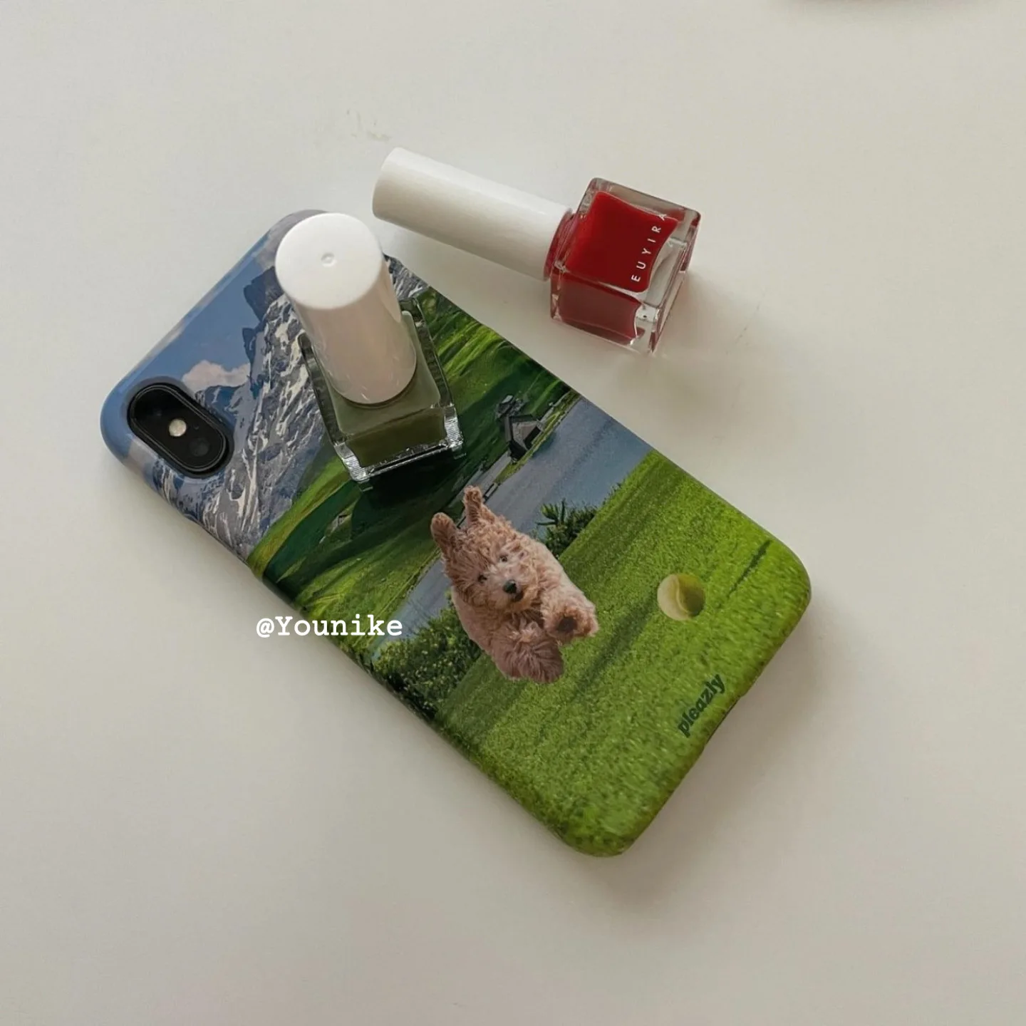 Korean Ins Feilin Blue Sky Tennis Dog Iphone15 14 13pro/12Promax Apple 11/XR Phone Case iPhone XR Case iPhone 8 Plus Case