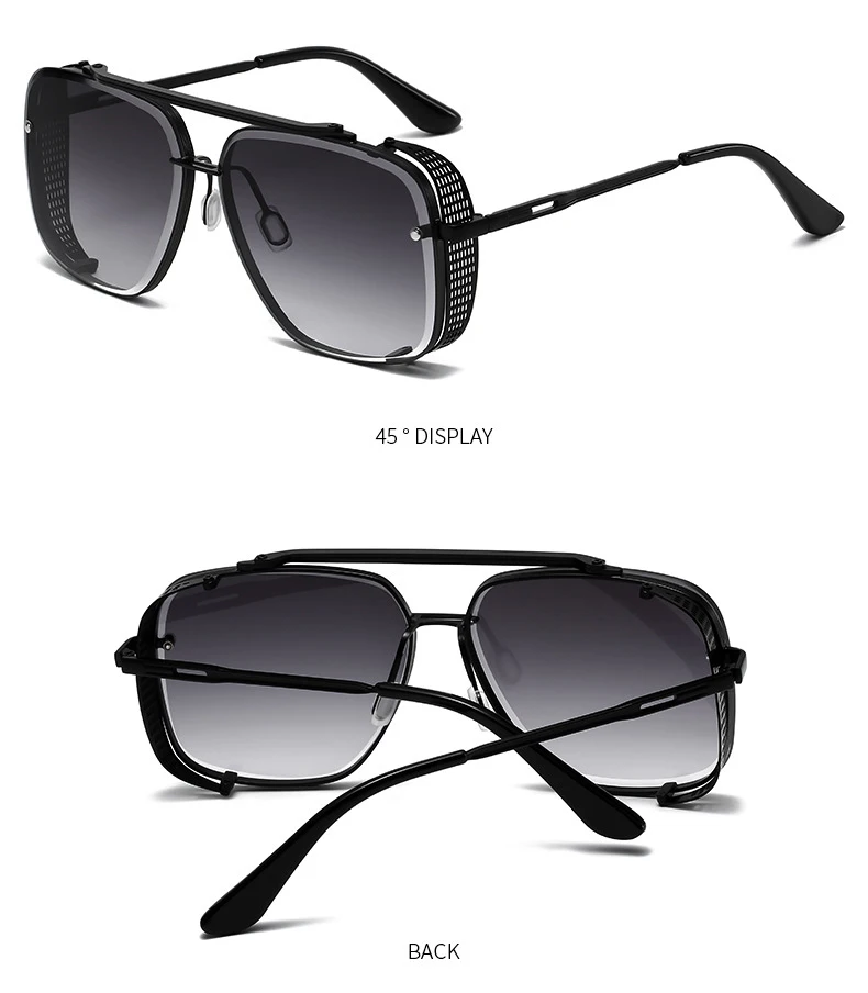 Punk Sonnenbrille Für Männer Übergroße Steampunk Sonnenbrille Frauen Trendy Platz Mode Gläser Gafas De Sol Hombre Zonnebril Heren – Detail 8