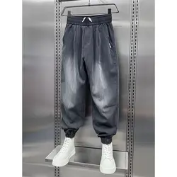 2024 New Boyfriend Summer Loose Spliced Elasticized High-waisted Legged Fashion Casual Gradient Color Trendy Brand Haren Pants