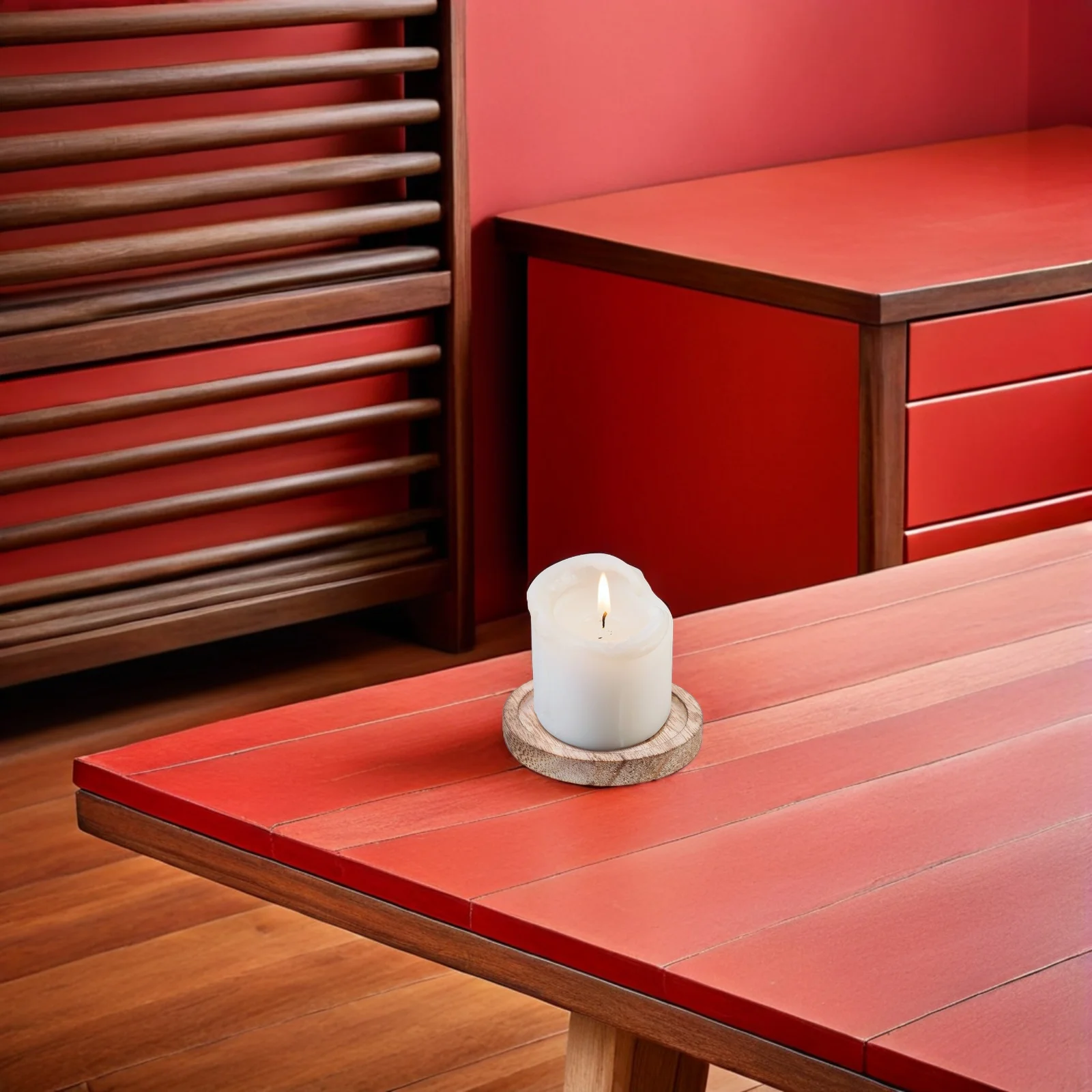 

4Pcs Wooden Pentagram Tealight Holder Altar Burner Plate Rustic Farmhouse Incense Tray Stand Wood Candlestick Holders