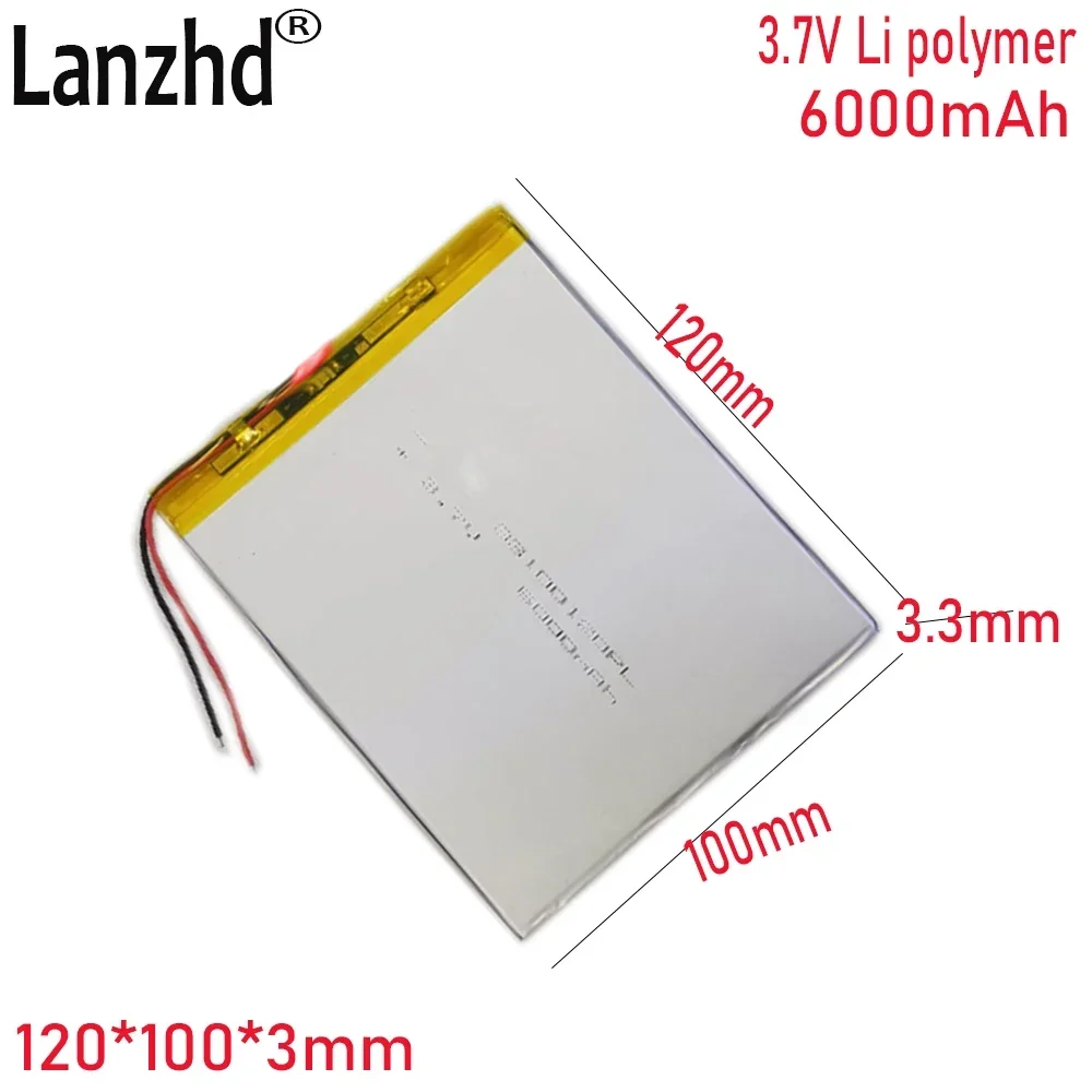 

1-20pcs 3.7V Rechargeable Lithium Polymer Lipo Li-ion Battery For Tablet PC E-book Medical Equipment 33100120 6000mAh 30105117