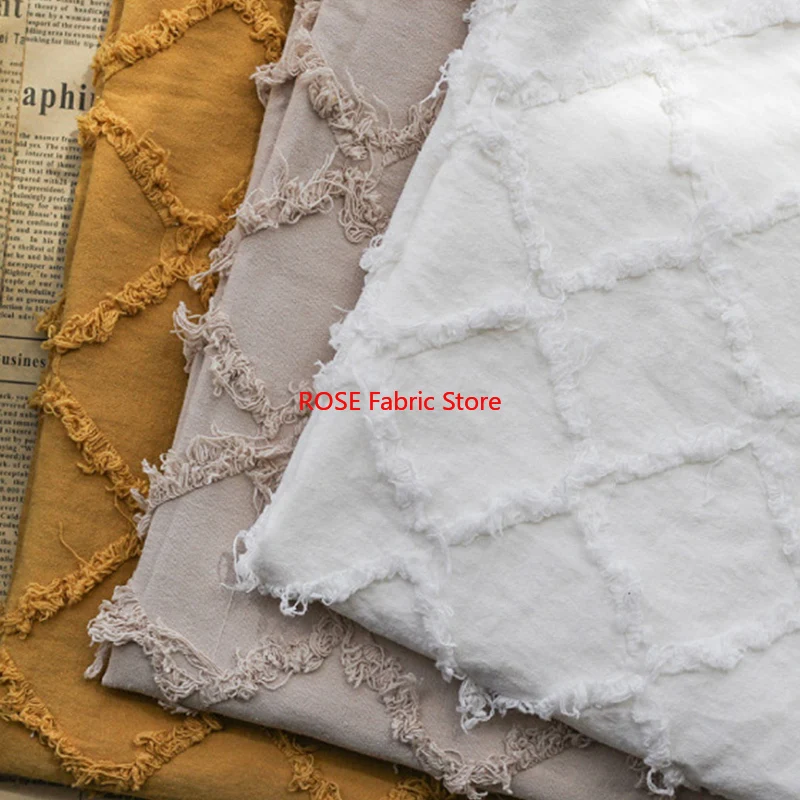 Kwiatowy frędzel Kwiatowa bawełniana tkanina lniana na poduszkę do dekoracji domu, spódnica, sukienka ślubna, letnia sukienka, zasłony