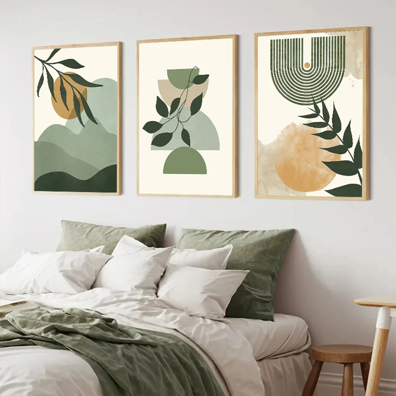 Bohemian Salbei Grün Leinwand Malerei Poster Nordic Abstrakte Pflanze Blätter Wand Kunstdruck Bilder für Wohnzimmer Hause Decorat
