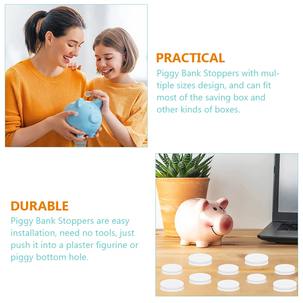 

20pcs Piggy Bank Bottom Cover Plastic Stopper Replacement Caps Kids Saving Box Plugs Stoppers Fit Most Boxes Protect Holes