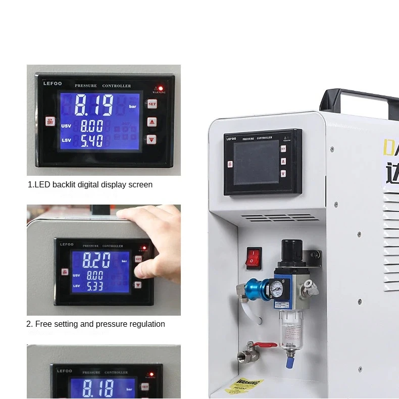 

Профессиональный бесшумный воздушный компрессор DT-550/1000, масловодоотделитель, цифровое управление, для деревообработки/очистки