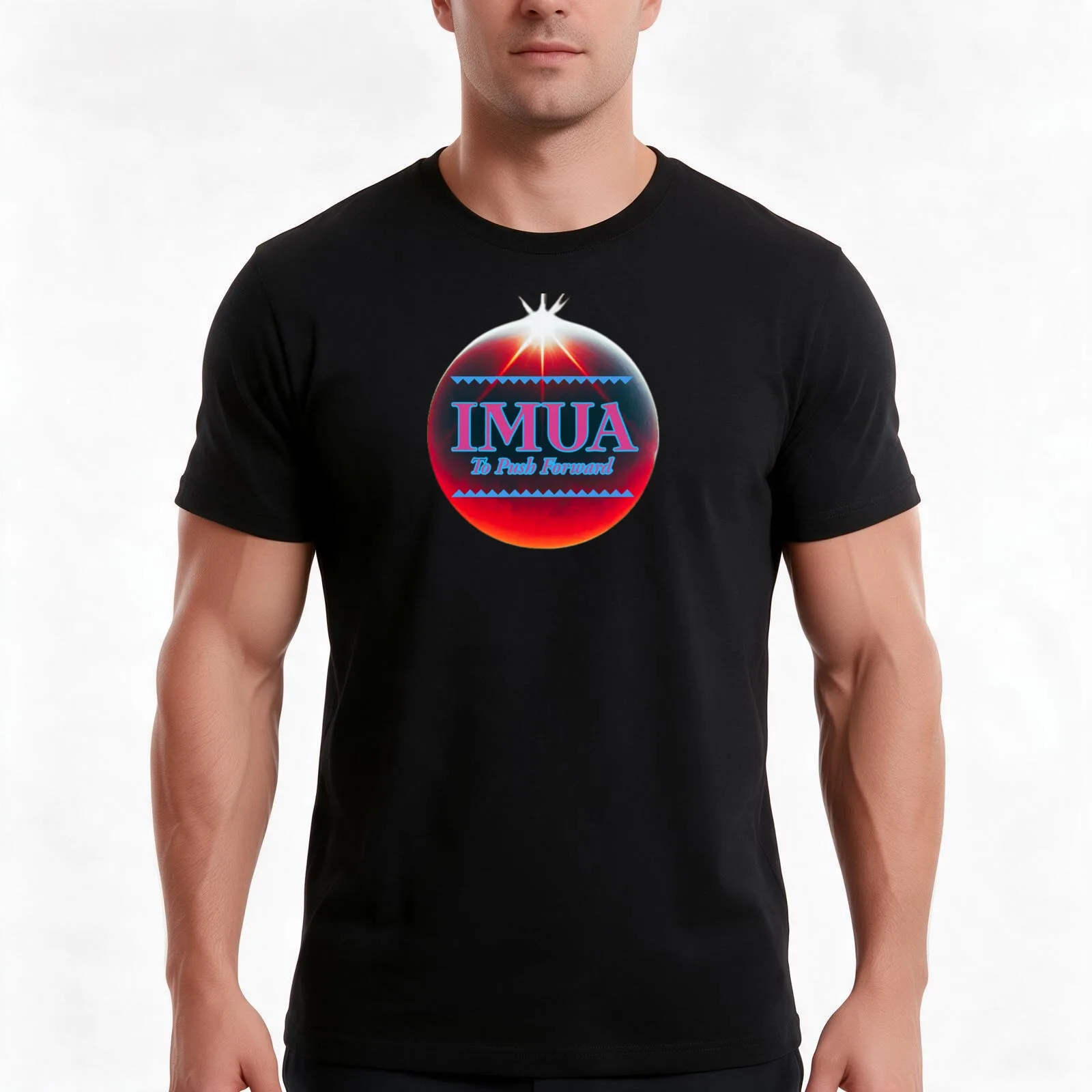 IMUA - To Push Forward - Eclipse T-Shirt, Summer Casual Cotton Tee, Oversized Streetwear Tops, Vintage Graphic Print