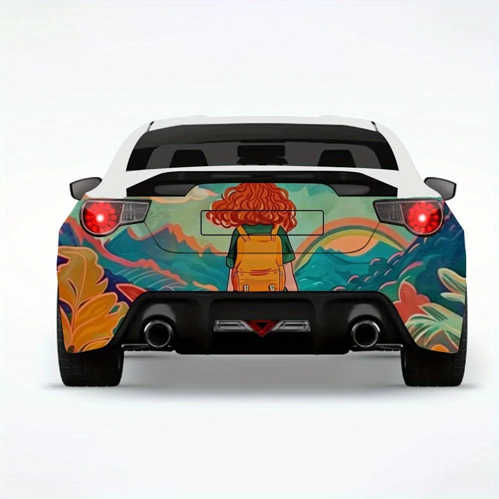 

Рюкзак Girl Adventure, автомобильная наклейка, виниловая наклейка на заднюю часть автомобиля, водонепроницаемые самоклеящиеся виниловые наклейки для хвоста и бампера автомобиля,