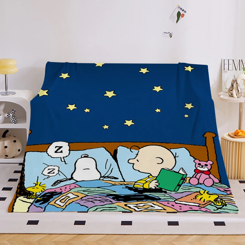 Warm Winter Blankets A-Snoopys Cute Sofa Bed Fleece Camping Custom Cartoon Nap Fluffy Soft Blankets King Size Microfiber Bedding