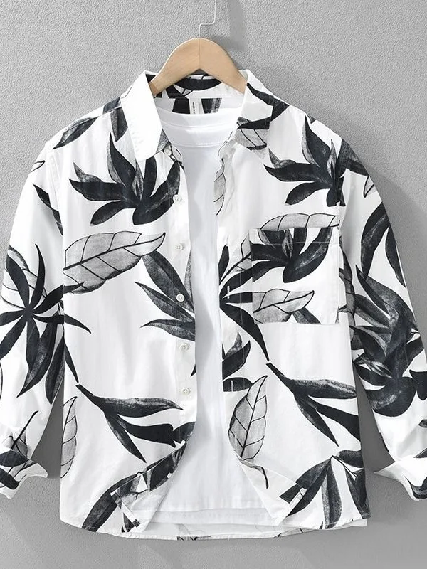 

Trendy Japanese Style Long Sleeve Printed Shirt Men's Spring New Fashion Casual Loose Top Handsome Polyester Fiber Skin-frien...