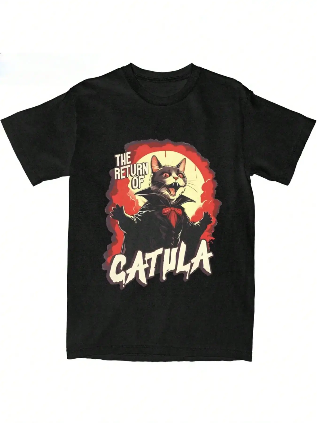 

Men Women's The Return of Vampurr Cat Dracula Halloween T Shirt Summer Comfortable Casual Short Sleeve T-Shirt