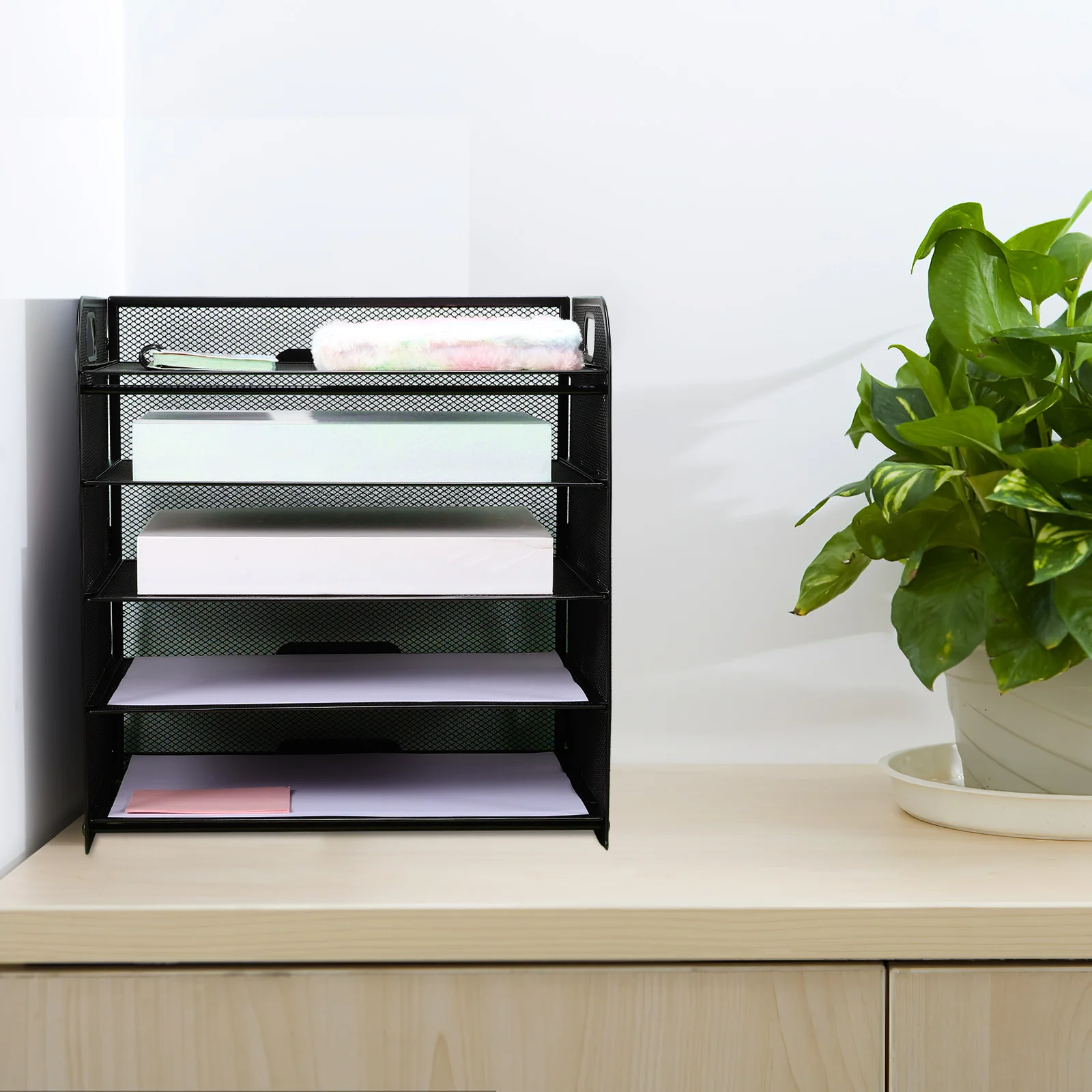 

Desk File Organizer 5-Tier Portable Paper Tray Office Document Letter Storage Paper Sorter Organizer Letter Tray