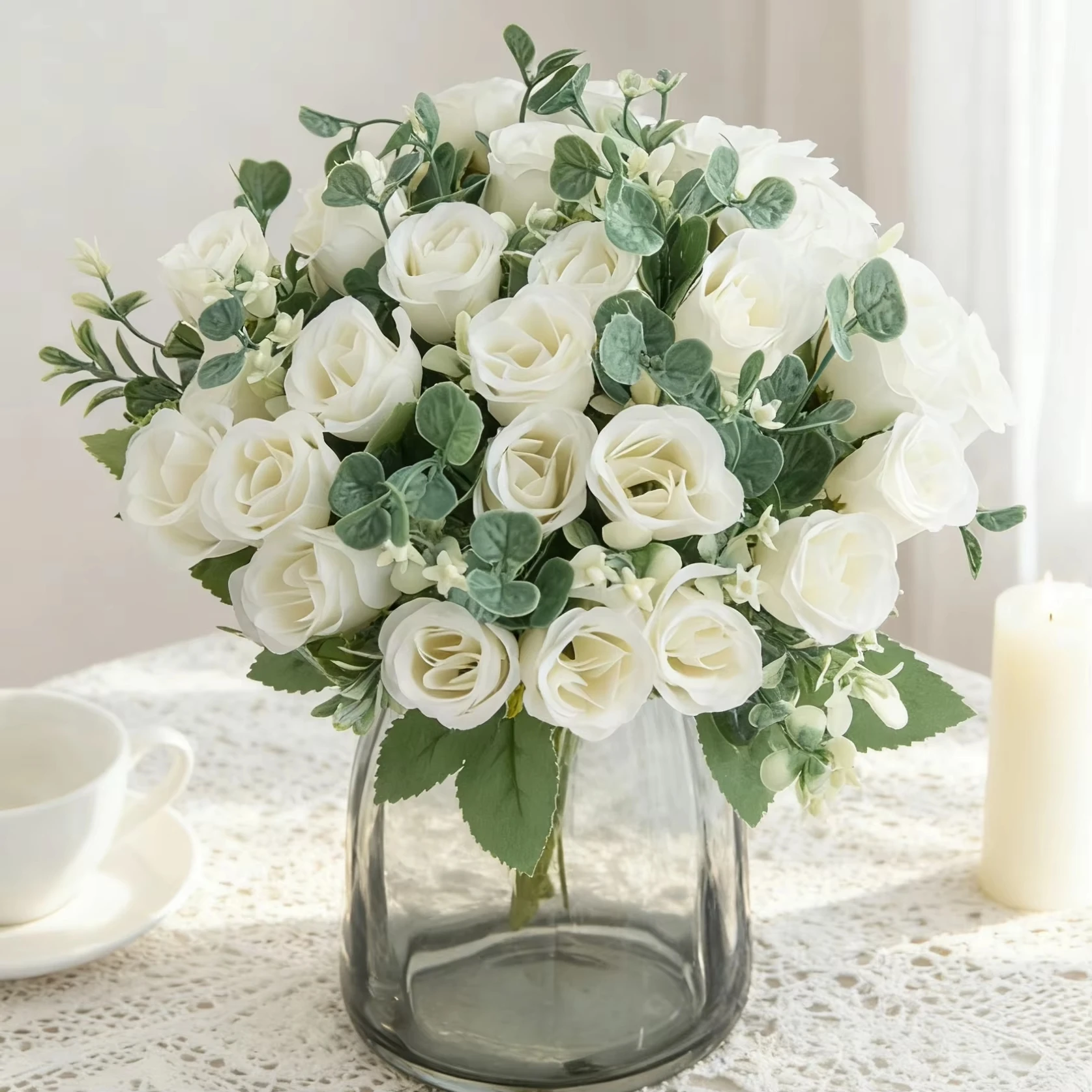 Künstliche Seidenblumen mit zehn Köpfen für den Außenbereich, Garten, Party, Feiertagsfeier, Hochzeit, Brautstrauß, Dekoration, Tischvase, Heimdekoration.