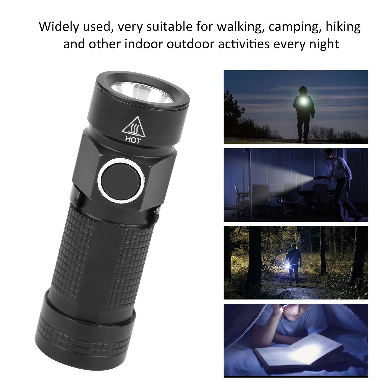 LED Flashlight Portable Mini USB Flashlight Waterproof Aluminium Alloy White Light Ultra Small Torch
