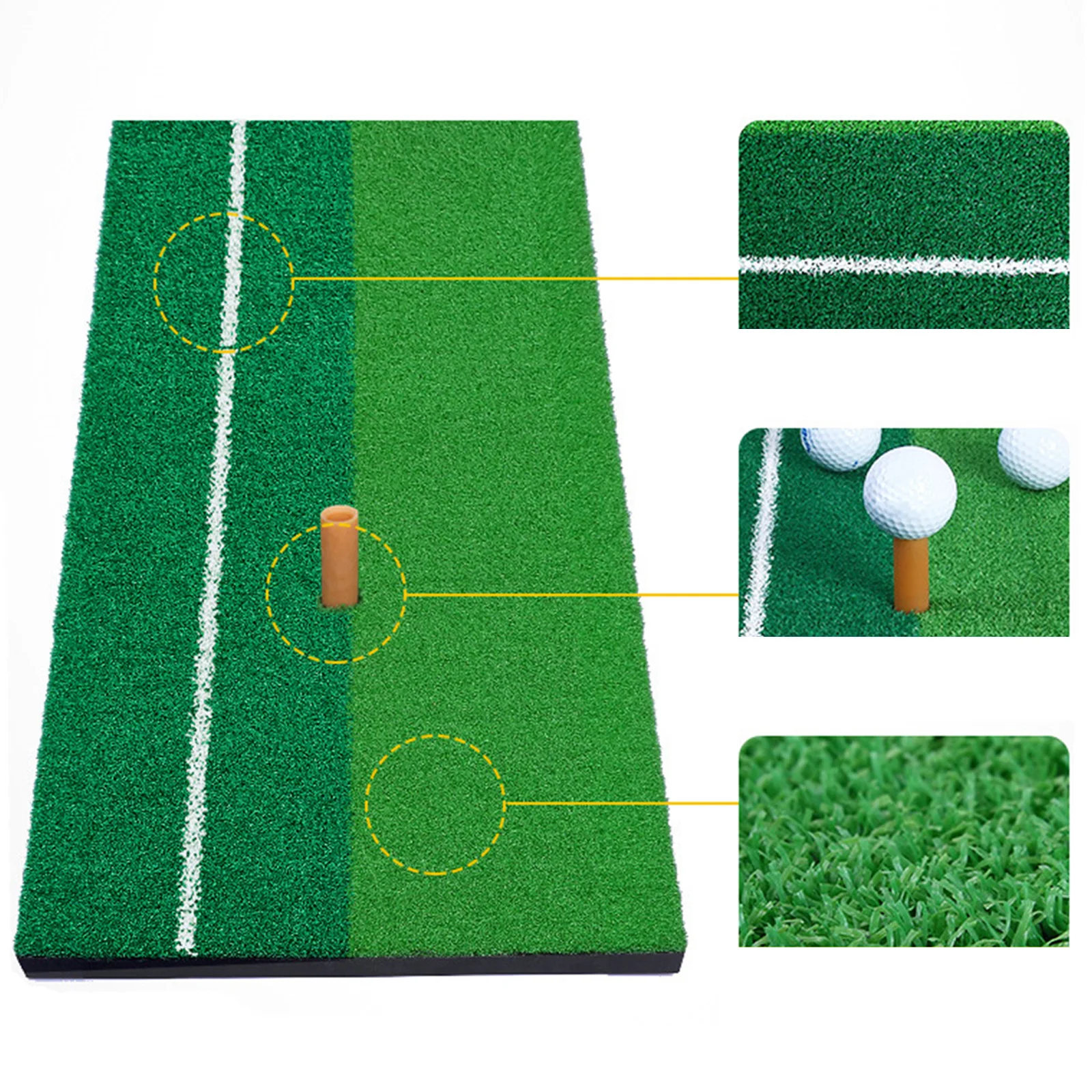 

Indoor Golf Practice Mat 60x30cm - Non-Slip Base, Marking Lines Turf for Backyard Training Equipment