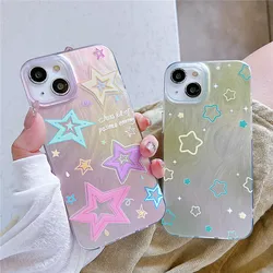 Glitter Laser Gradient Color Stars Phone Case For Samsung Galaxy S24 Ultra S23 FE S21 Plus S20FE Camera Protection Soft Cover