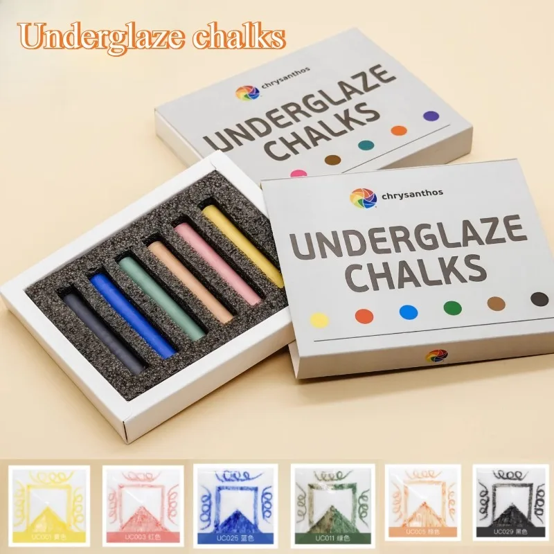 

6 Color Underglaze Chalk 999-1305℃ High Temperature Firing Ceramic Paint Pencil DIY Hand-painted Ceramic Coloured Drawing Chalk