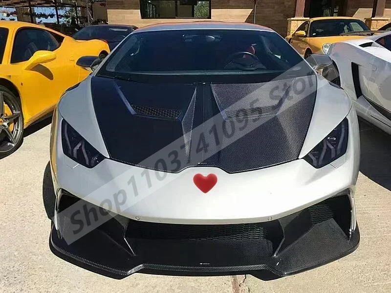 Real Carbon Fiber Front Bumper Engine Hood Bonnet Vent Cover For Lamborghini Huracan LP580 LP610 2014-2021 V Style