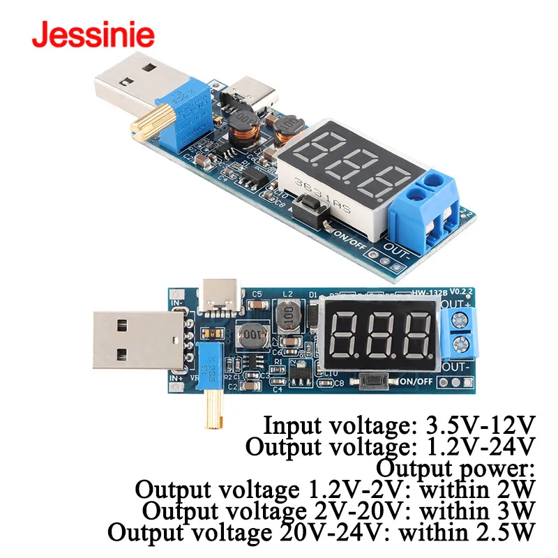 2Pcs/1pc Desktop Power Supply Module Adjustable Voltage 9V 1.2V 24V Boost Converter Step-up Board