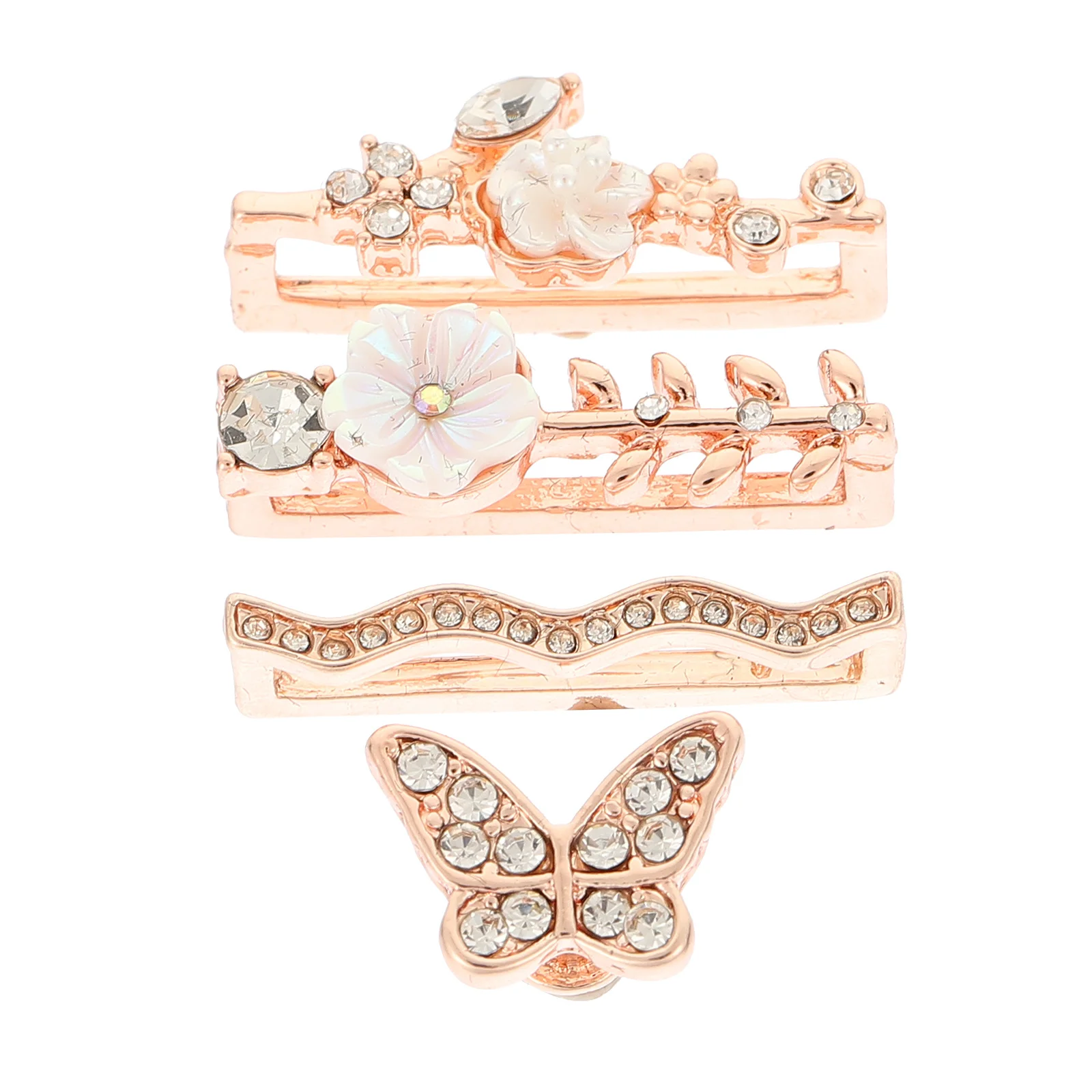 

4Pcs Watchband Decorations Metal Mini Watch Strap Charms Colored Rhinestone Rings Lightweight Fashion Watch Accessories