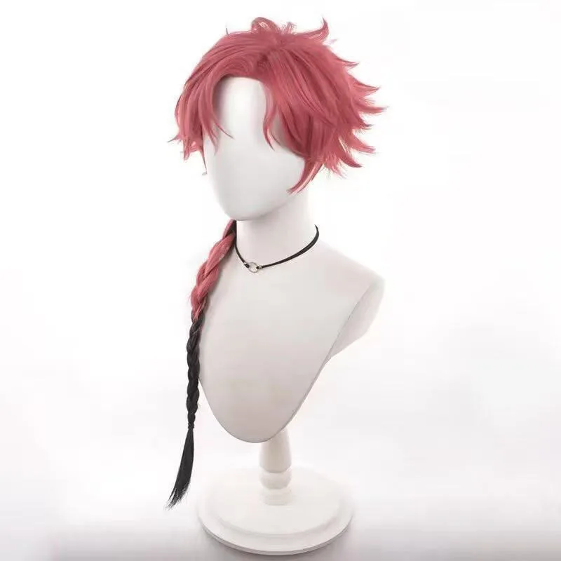 1 pièce rose-noir dégradé pâte frite torsions tresse boucle inversée postiche courte ondulée-veine Anime personnage perruque