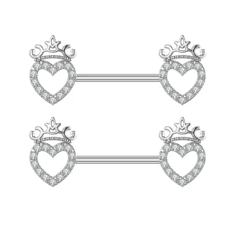 

12pcs/Lot Trendy Crystal Heart Nipple Shield Ring Helix Piercing High Quality Cover Jewelry