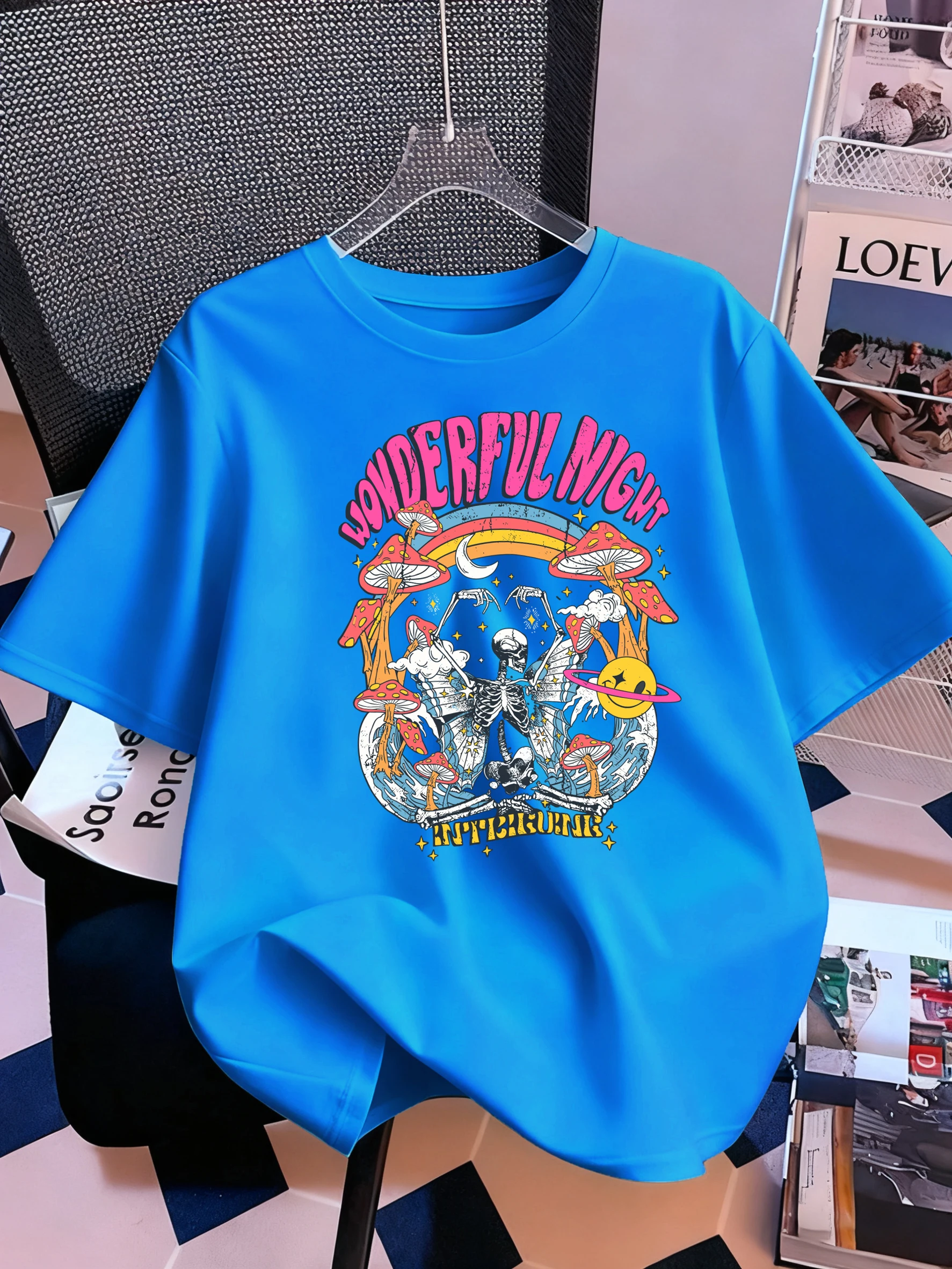 Meravigliosa notte scheletro farfalla onda stampa T-shirt da donna casual manica corta in cotone allentato abbigliamento sportivo estate O-Collo T-shirt