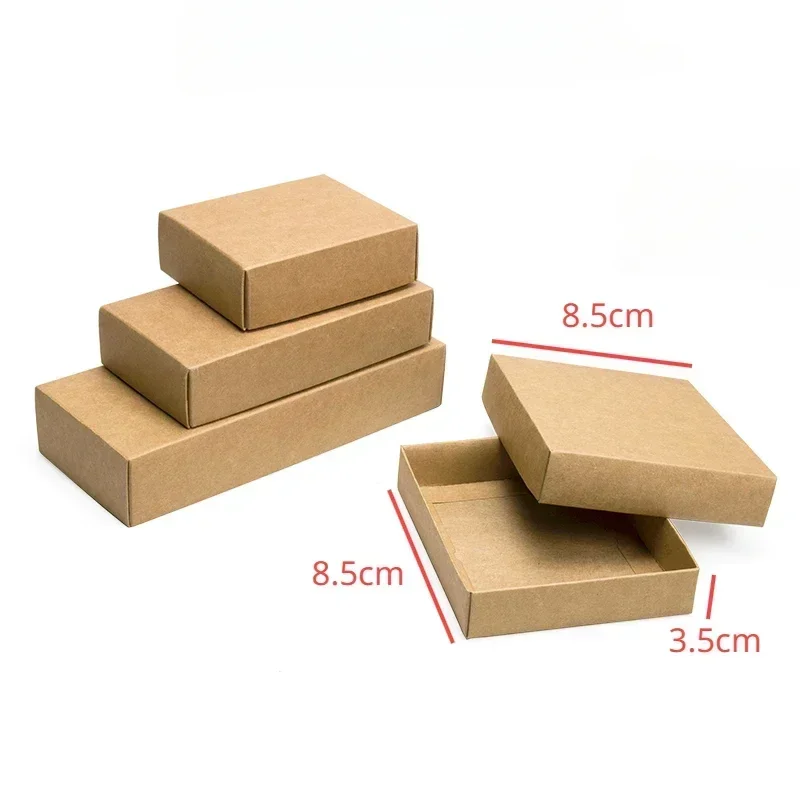 10pcs Kraft White Gift Packaging Box Kraft Blank Carton Paper Gift Paper Box With Lid Gift Carton Cardboard Box