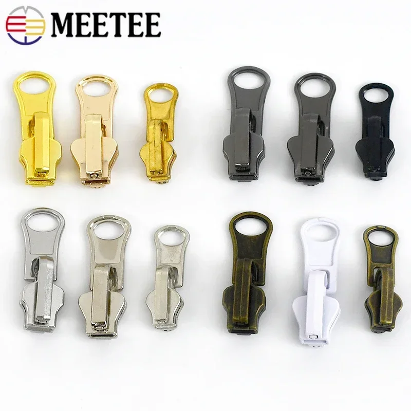 5Pcs 5# Meetee Double-sided Rotary Zipper Slider Head for Metal Resin Zips Coat Down Jacket Zip Pull Replace Repair Accessories