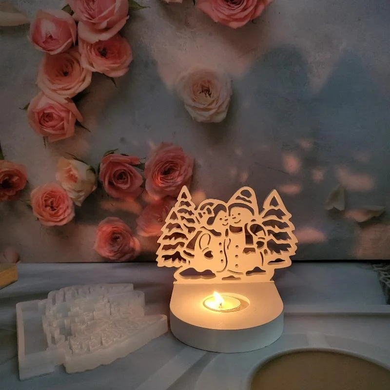 Christmas Snowman Ornament Silicone Mold DIY Christmas Tree Candle Holder Plaster Resin Mould Crafts Making Tools Home Decor