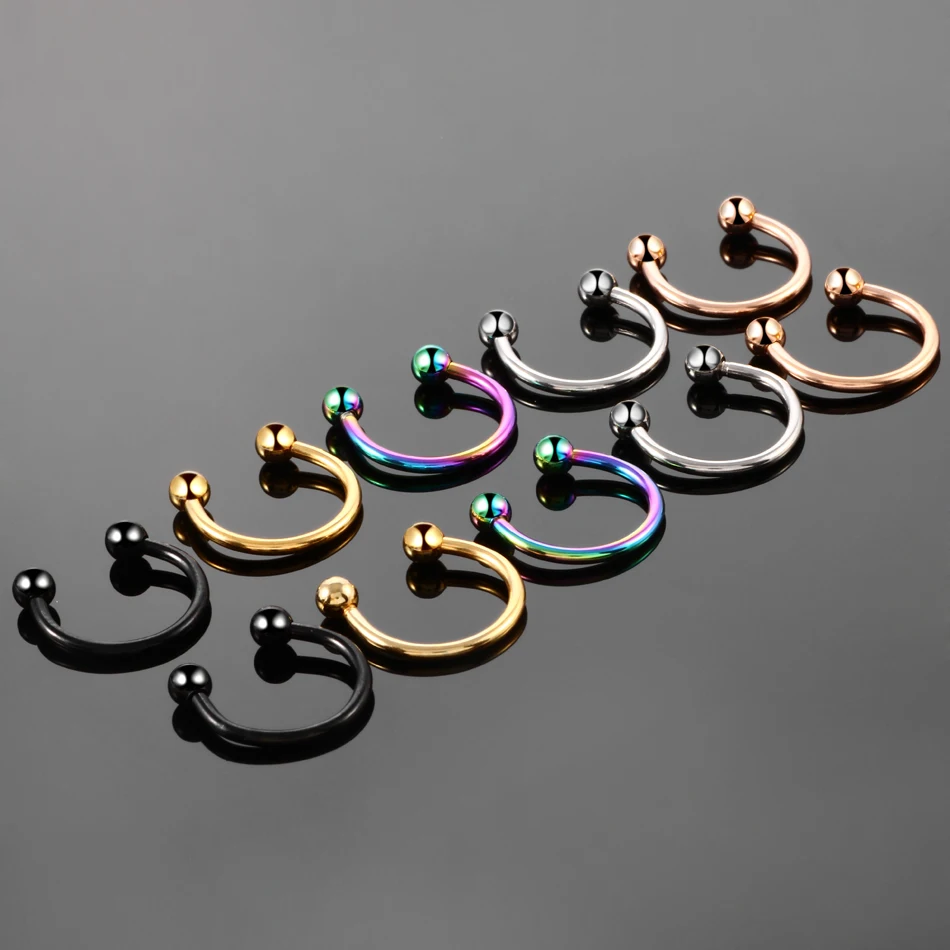 1PC Titanium Nose Piercing Hoop Septum Earrings Internal Thread 16G Circular Barbell Horseshoe Ring Tragus Helix Pircing Jewelry